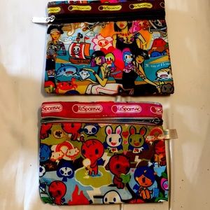 2 x tokidoki leaportsac makeup bags